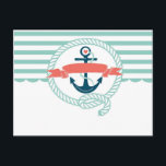 いかり，青，赤，レトロ航海のセーラーガーリー ポストカード<br><div class="desc">ヴィンテージスタイルの可愛い背景、白いカスタマイズ可能な背景にアクアティール（緑がかった色）のパター航海のンとネイビーガーリーブルーのいかりデザインとレトロなセーラーストライプいかり。彼女のための完璧な贈り物，海洋愛好家と女の子らしい女の子あなたカスタマイズは、あなたの選択の任意の色で背景色をパーソナライズすることができますなぜ名前を追加しない。すべてのアートワークはオリジナル。私は最初からxoxoを説明する</div>