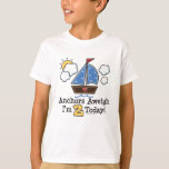 いかりAweigh Sailboat 2nd Birthday Tシャツ<br><div class="desc">可愛い祝テーマの帆船のtシャツ、ティー、2ndバースデーパーティーの好意、デコール、招待状やギフトと青と白のポークのaドットの帆と船上の赤いハートが晴れた日に海を渡って航海する航海の。Chrisy Hの全てをチェック。</div>