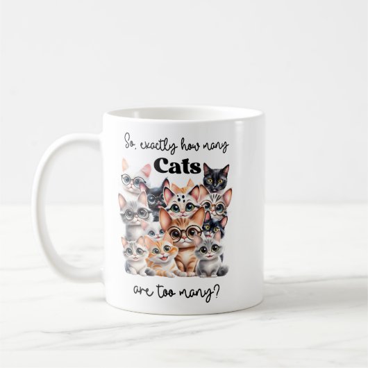 いくつあれば多すぎる?猫の数 コーヒーマグカップ (左)