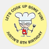 いくつかのおもしろいの調理師を料理誕生日 ラウンドシール (正面)