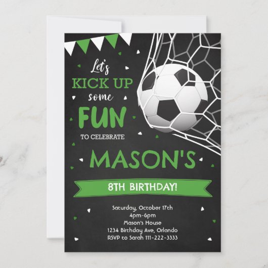 いくつかのおもしろいサッカー誕生日招待状 招待状 (正面)
