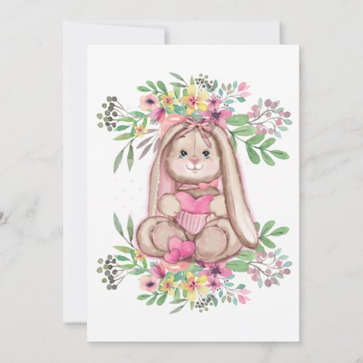 いくつかのお洒落バニーフローラ誕生日パーティー 招待状 (裏面)