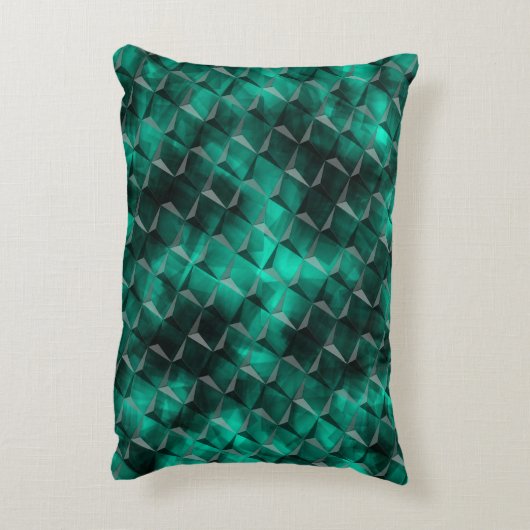 いくつかのエメラルドカラーで染色された三角形への正方形 アクセントクッション (裏面(縦))