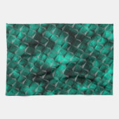 いくつかのエメラルドカラーで染色された三角形への正方形 キッチンタオル (横)