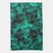 いくつかのエメラルドカラーで染色された三角形への正方形 キッチンタオル (縦)