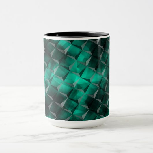 いくつかのエメラルドカラーで染色された三角形への正方形 マグカップ (中央)