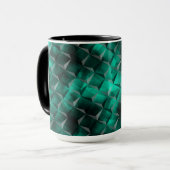いくつかのエメラルドカラーで染色された三角形への正方形 マグカップ (正面左)