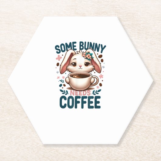 いくつかのバニーがコーヒー愛好家を必要とかわいいウサギのイースター ペーパーコースター (正面)