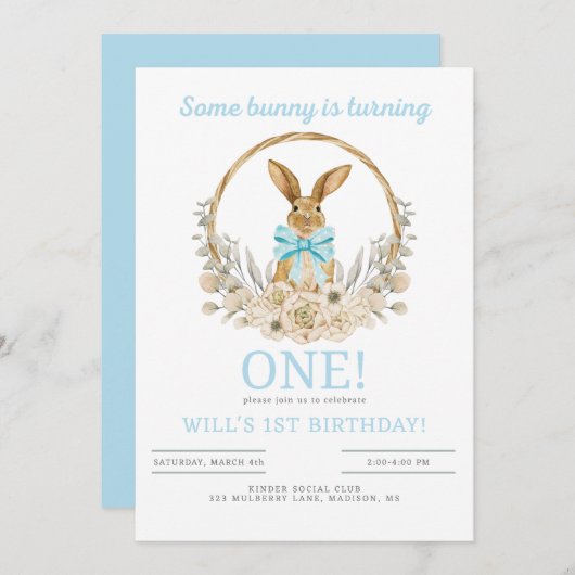 いくつかのバニーが1つの誕生日招待状を回している 招待状 (正面/裏面)