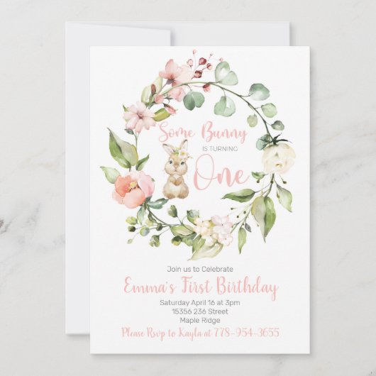 いくつかのバニーが1つの誕生日招待状を回している 招待状 (正面)