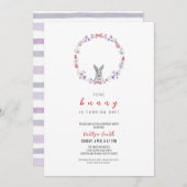 いくつかのバニーが1を回している、春誕生日 招待状 (正面/裏面)