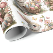 いくつかのバニーの復活祭バスケットの野生の花 ラッピングペーパー (ロールコーナー)