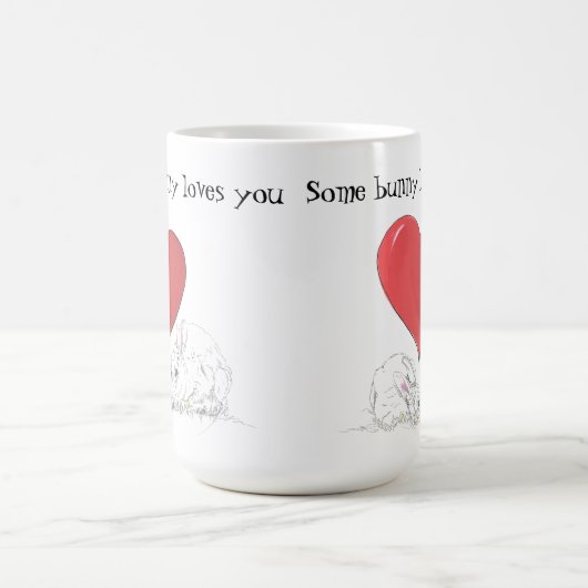 いくつかのバニーはあなたを愛しているビッグ赤いハートコーヒーマグ コーヒーマグカップ (中央)