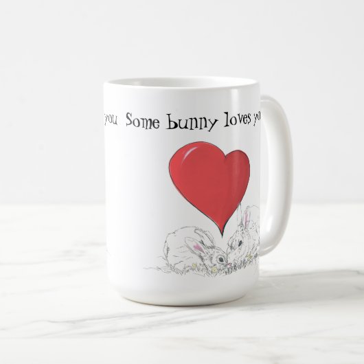 いくつかのバニーはあなたを愛しているビッグ赤いハートコーヒーマグ コーヒーマグカップ (正面右)