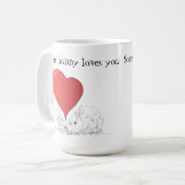 いくつかのバニーはあなたを愛しているビッグ赤いハートコーヒーマグ コーヒーマグカップ (正面左)