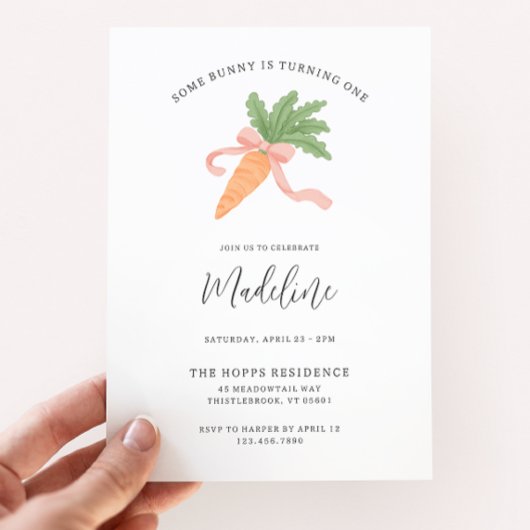 いくつかのバニーはモダン1シンプル歳の誕生日である 招待状