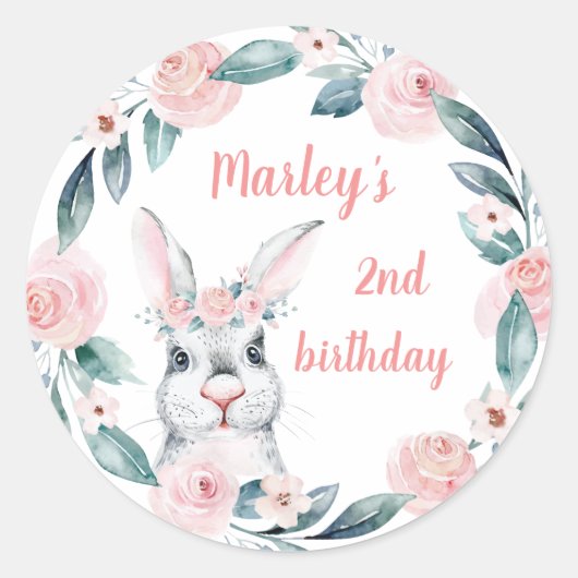 いくつかのバニーは誕生日を持っている、任意の年齢のパーティー ラウンドシール (正面)