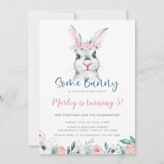 いくつかのバニーは誕生日を持っている、任意の年齢のパーティー 招待状 (正面)