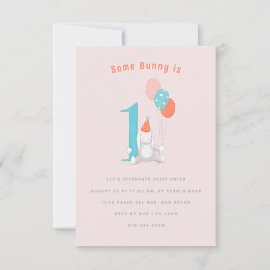 いくつかのバニーは1つのスイートパステル1st誕生日 招待状 (正面)