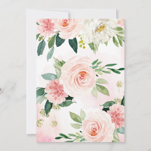 いくつかのバニーは1つのピンクのフローラバラ1st誕生日 招待状 (裏面)