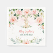 いくつかのバニーは1つのフローラピンクローゼラブラビットパーティー スタンダードカクテルナプキン (正面)