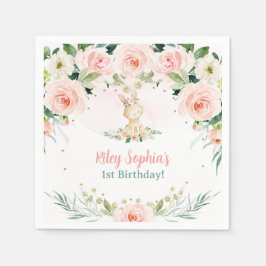 いくつかのバニーは1つのフローラピンクローゼラブラビットパーティー スタンダードカクテルナプキン