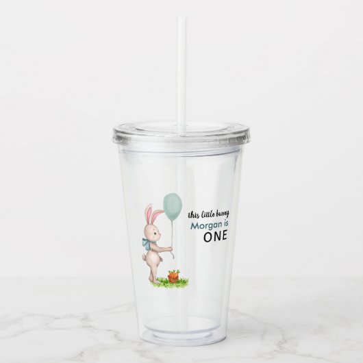 いくつかのバニーは1つの可愛いウサギのバルーン1st誕生日 アクリルタンブラー (正面)