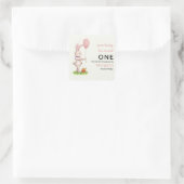 いくつかのバニーは1つの可愛いウサギのバルーン1st誕生日 スクエアシール (バッグ)