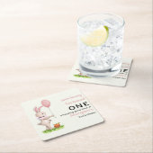 いくつかのバニーは1つの可愛いウサギのバルーン1st誕生日 スクエアペーパーコースター (インサイチュ)