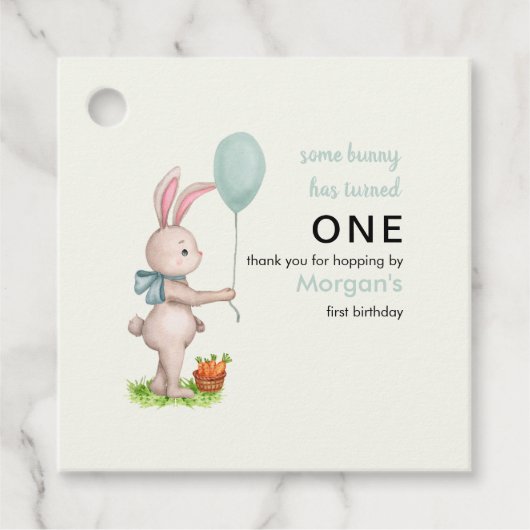 いくつかのバニーは1つの可愛いウサギのバルーン1st誕生日 フェイバータグ (正面)