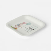 いくつかのバニーは1つの可愛いウサギのバルーン1st誕生日 ペーパープレート (傾斜あり)