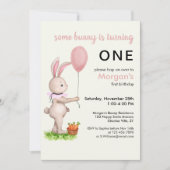 いくつかのバニーは1つの可愛いウサギのバルーン1st誕生日 招待状 (正面)