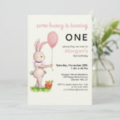 いくつかのバニーは1つの可愛いウサギのバルーン1st誕生日 招待状 (スタンド正面)