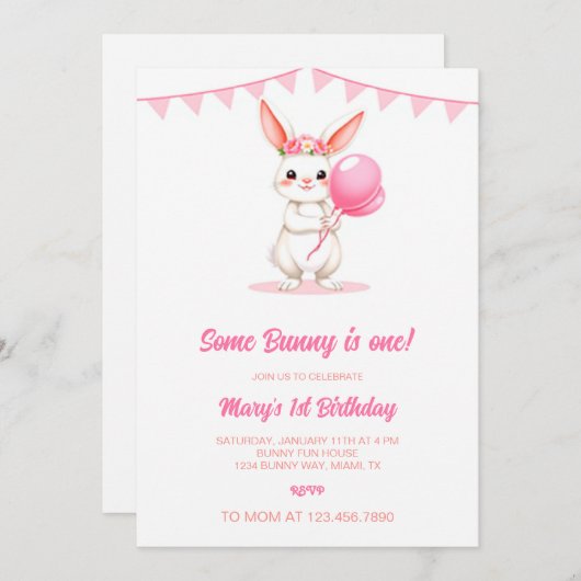 いくつかのバニーは1つの招待状は、いくつかのバニーはターンイン 招待状 (正面/裏面)