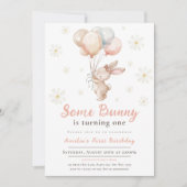 いくつかのバニーは1つの最初のパーティーガールイースターパステル 招待状 (正面)