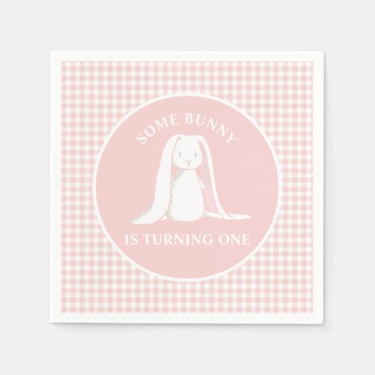 いくつかのバニーは1ピンクジンガム誕生日 スタンダードカクテルナプキン (正面)