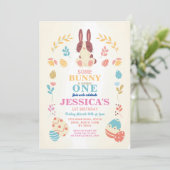 いくつかのバニーイースター1stパーティー誕生日ピンク招待状 招待状 (スタンド正面)