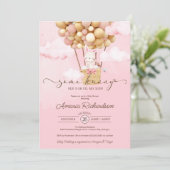 いくつかのバニーエアバルーンピンク春ベビーシャワー 招待状 (スタンド正面)