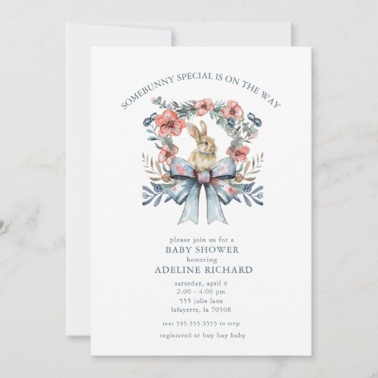 いくつかのバニースペシャルイースターベイビーシャワー招待状 招待状 (正面)