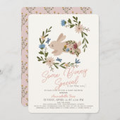 いくつかのバニースペシャルフローラリースベビーシャワー 招待状 (正面/裏面)