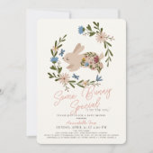 いくつかのバニースペシャルフローラリースベビーシャワー 招待状 (正面)