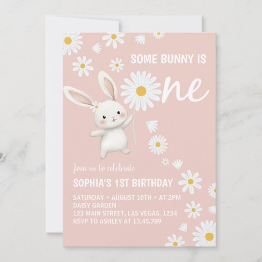 いくつかのバニーデイジーガールバースデーパーティーの招待 招待状 (正面)