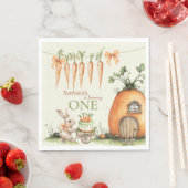 いくつかのバニーニンジン1st誕生日の水色 スタンダードランチョンナプキン (インサイチュ)