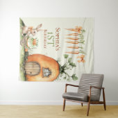 いくつかのバニーニンジン1st誕生日の水色 タペストリー (インサイチュ(横))