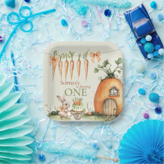 いくつかのバニーニンジン1st誕生日の水色 ペーパープレート (パーティー)