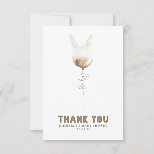 いくつかのバニーバルーンベビーシャワー小さいありがとう サンキューカード (正面)