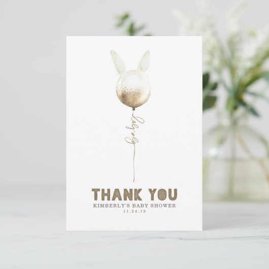 いくつかのバニーバルーンベビーシャワー小さいありがとう サンキューカード (スタンド正面)