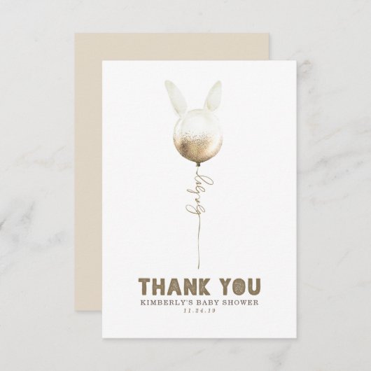 いくつかのバニーバルーンベビーシャワー小さいありがとう サンキューカード (正面/裏面)