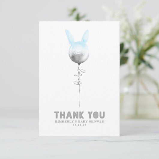 いくつかのバニーバルーンベビーシャワー小さいありがとう サンキューカード (スタンド正面)