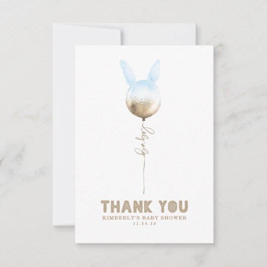 いくつかのバニーバルーンベビーシャワー小さいありがとう サンキューカード (正面)